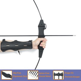 Procener 40" Bow and 28" Arrow Set for Kids, Archery Beginner Gift with 9 Arrows 2 Target Face, 1 Arm Guard and 1 Quiver, 18 Lb Recurve Bow Kit for Teen Outdoor Sports Game Hunting Toy (Black)