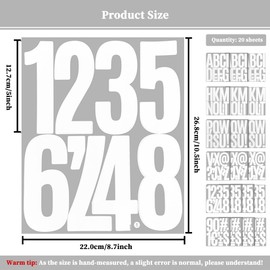 5" Large Self Adhesive Letter Number Sticker, 20 Sheets Waterproof Vinyl Alphabet for Outdoors Scrapbook Mailbox Door Signs Car Truck Vehicles(White,198 Pieces)