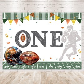 Newsely Football Themed 1st Birthday Backdrop 7Wx5H Photography Boys Sport One Year Old Kids Boy American Rugby Player Background First Year Down Party Decorations Banner Photo Booth Props Supplies