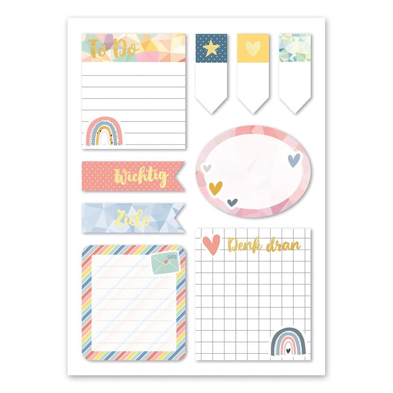 Papierdrachen Bullet Journal Sticky Notes – Rainbow – 9 Different