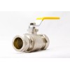 Team Controls Gas Ball Valve Yellow Lever Handle 15mm Compression