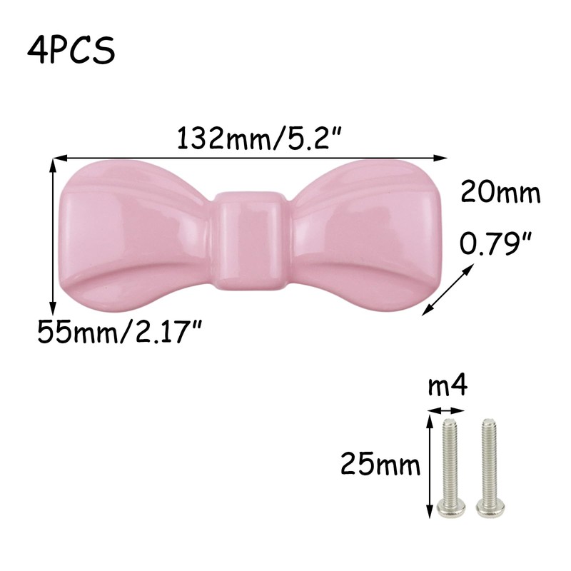 HEVSTIL 4 PCS Bow Shape Cabinets Knobs for Cabinet Drawer