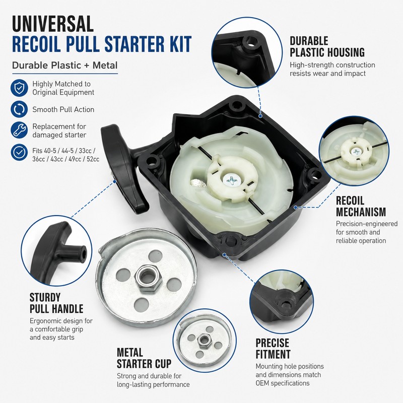 Recoil Pull Starter Kit for Brush Cutter Engines – Replacement
