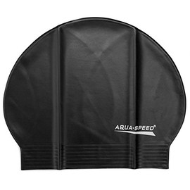 Aqua Speed Badekappe Damen Herren | Schwimmhaube | Schwimmkappe | Bademütze dünn | Badehaube | Schwimmmütze wasserdicht | Schwarz 07 | Soft Latex
