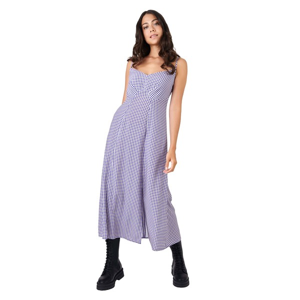 Closet London Women's Gingham Print Cam Midi Dress Casual, Purple, 10 (Pack of 2)