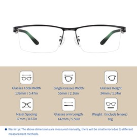 SooGree Multifocus Progressive Reading Glasses Men Computer Glasses Men Blue Light Blocking Near and Far Dual-use Reading Glasses Half Frame TR90 Unbreakable 2.5x