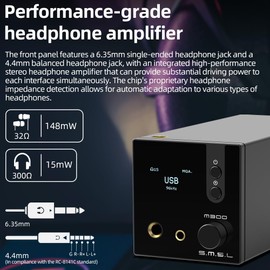SMSL M300SE(Upgraded),Two CS43131 Chip MQA Audio Decoder,Ear Amplifier,Third Generation XMOS,PCM768kHz/32bit DSD256,DOP64,5 PCM Filters,True Balanced Output XLR,THD+N -117dB
