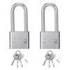 Firtink 2 Pack Long Shackle Padlocks, Padlock with Keys Heavy