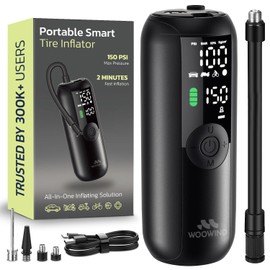 Woowind Tire Inflator Portable Air Compressor, Electric Bike Tire Pump with Gauge, Air Pump for Car Tires, 150PSI, Mobile Air Compressor for Car, Motorcycle