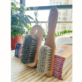2 Pcs Long Handle Wood Laundry Brush for Shoe, Clothing Stain Remover Scrubber, Soft Bristle for Scrubbing Out Tough on Delicate, Easy to Grip Hand Washing Clothes