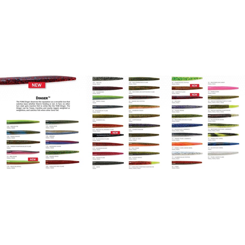 Yum Lures Dinger Classic Worm All-Purpose Soft Plastic Bass Fishing