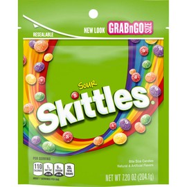 SKITTLES Sours Chewy Candy Bulk Pack, Grab N Go, 7.2 oz Bag (Pack of 8)