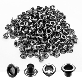 Litoexpe 1/8 Inch (3mm) ID Grommets Eyelets, 200 Pieces Metal Grommet Kit Hole Self Backing Eyelet for Repairing Canvas, Clothes, Leather (Gunmetal)