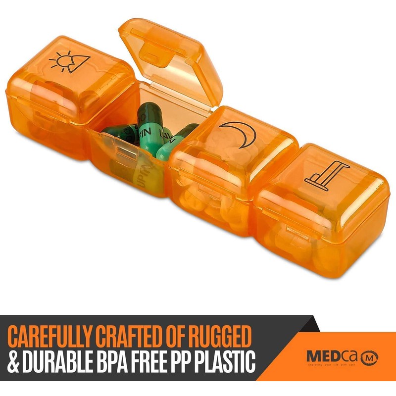 Weekly Pill Organizer - 4 Compartment Am/pm Pill Box, 7