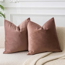 JUSPURBET Jam Velvet Throw Pillow Covers 18x18 inch Set of 2 for Living Room Couch Sofa Bedroom Decorative Solid Soft Cushion Cases with Invisible Zipper