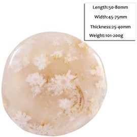 KYEYGWO Irregular Sakura Agate Natural Gemstone Polished Palm Stone Reiki Crystal for Meditation Stress Relief Home Office Decoration 101g-200g