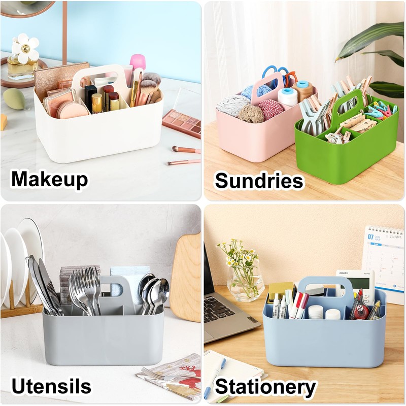 Multiuse Caddy Organizer with Handle - Stackable Plastic Tote Bin
