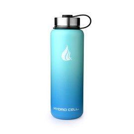 HYDRO CELL Stainless Steel Water Bottle w/ Straw & Wide Mouth Lids (64oz 40oz 32oz 24oz 18oz 14oz) - Keeps Liquids Perfectly Hot or Cold with Double Wall Vacuum Insulated Sweat Proof Sport Design (Teal/Blue 40oz)