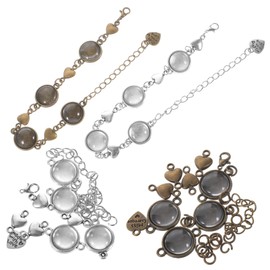 Hohopeti DIY Gemstone Tray Bracelet Kit 10pcs Blank Bezel Settings for Jewelry Making Adjustable Craft Supplies for Women for Personalization