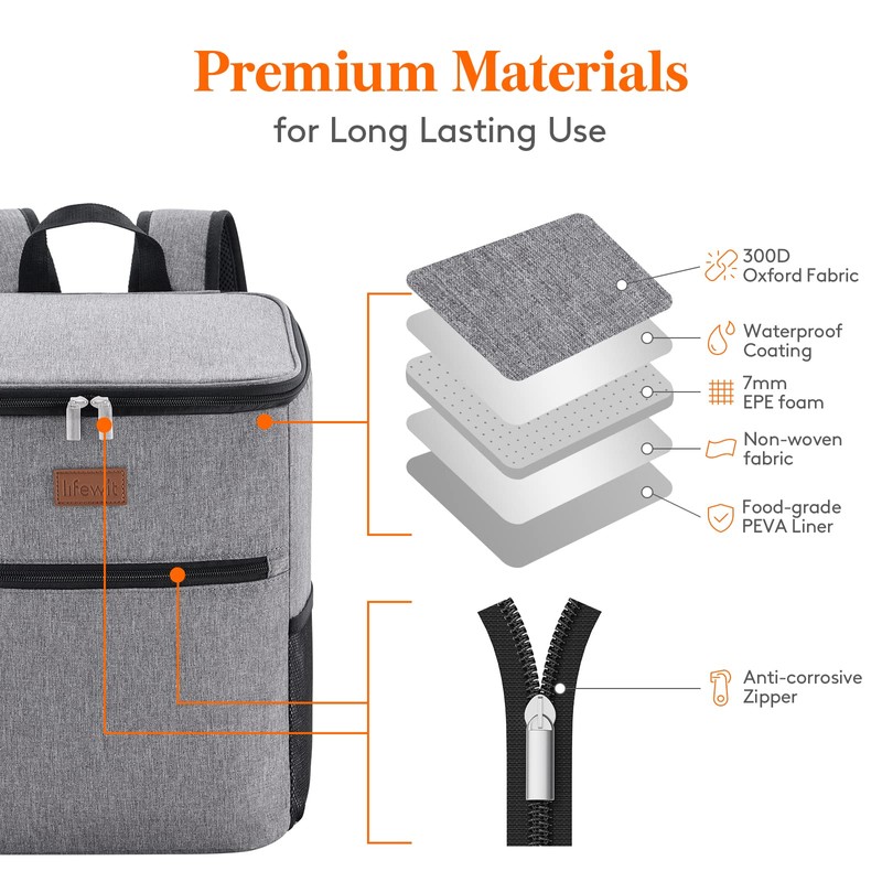 Lifewit 24L (30-Can) Soft Cooler Backpack with Hard Liner, Large