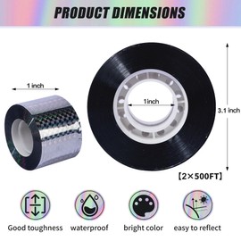 GSINODRS Double Bird Scare Tape Ribbon, Side Reflective Ribbon to Birds from Hitting Windowws and Protect Your House, Garden, Orchard (Silver, 1in * 500FT *2) - No Adhesive, Easy Tie-On Installation