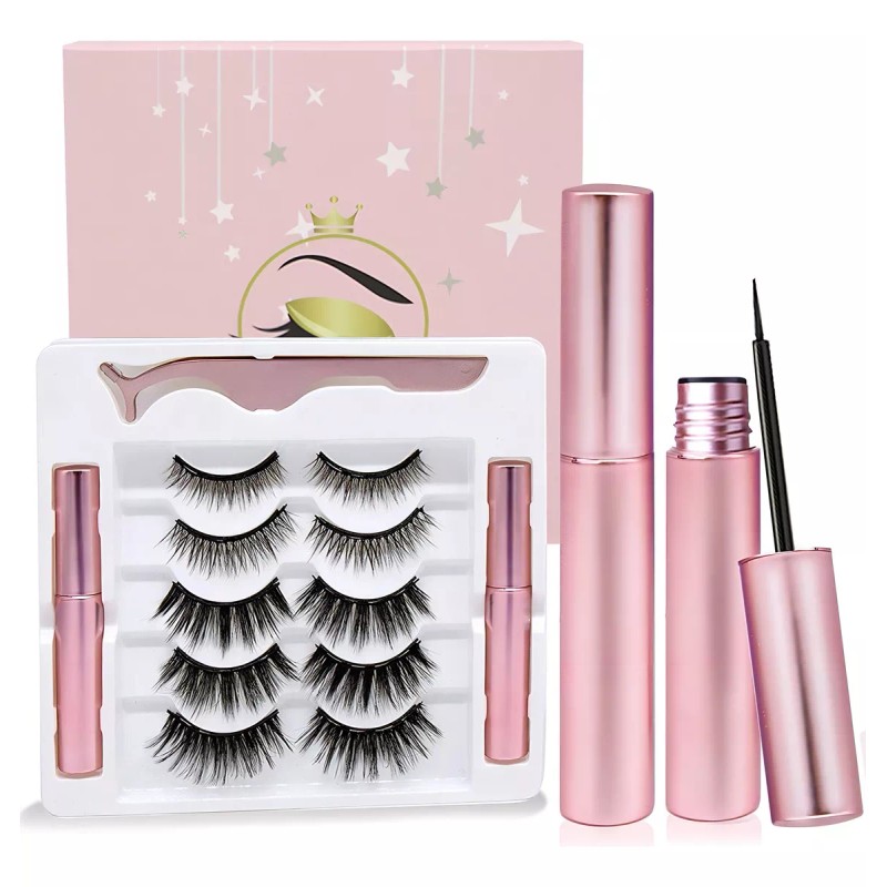 Fre.Mx Kit De Pestañas Postizas Magnéticas & Delineador De Ojos
