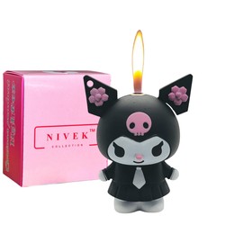 NIVEK Kuroomi Preppy Tie Y2K Lighter Flame 3D Japanese Kawaii Refillable Cool Lighters (Black Tie)