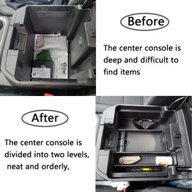 TACOBRO Center Console Organizer Compatible with 2020-2023 Silverado/Sierra 2500/3500HD/ 2019-2022 Chevy Silverado 1500 / GMC Sierra 1500 Accessories - Full-Coverage Insert Tray, ABS material Black