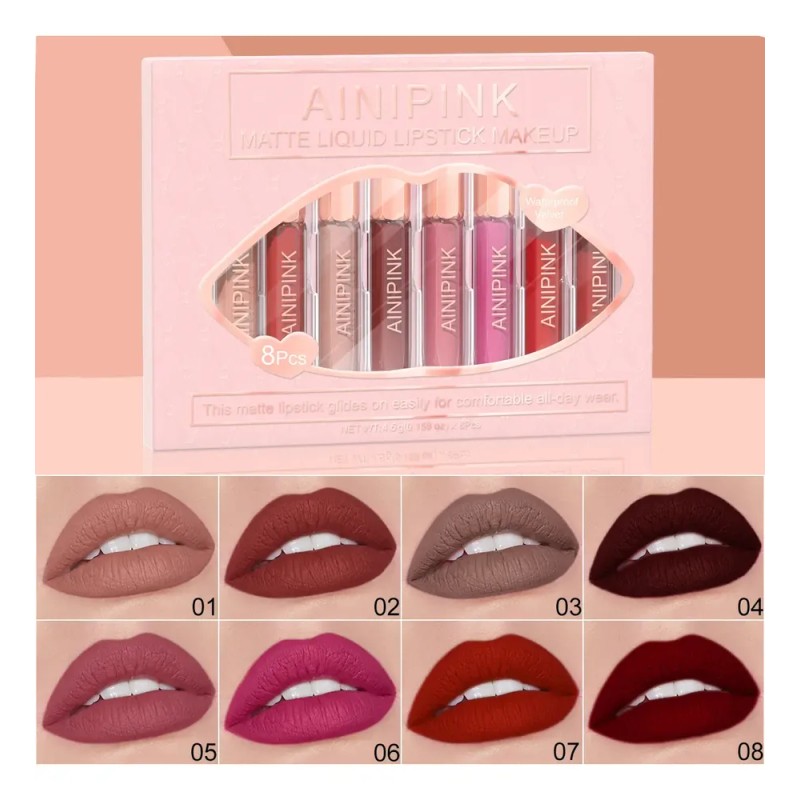 [hzp] Set De 8 Brillos Labiales Antiadherentes .
