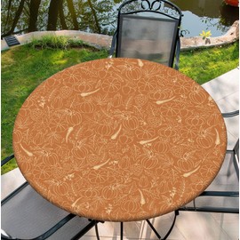 COTAIL Mantel redondo con borde elástico, mantel impermeable de 36 a 60 pulgadas para cena, al aire última intervensión, picnic, 48 pulgadas, calabaza