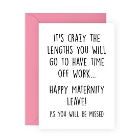 Central 23 Humorous Greeting Card - 'MATERNITY LEAVE' - Perfect for Celebrating New Parents with a Fun Twist - Ideal for Friends Who Need a Laugh While Adjusting to Baby Life - Comes With Stickers