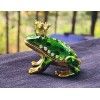Globe Frog Prince Trinket Box Bejeweled Rhinestone Enamel Metal Magnetic
