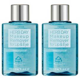 The Face Shop Herb Day Waterproof Lip & Eye Makeup Remover, 130ml, 2 pcs / 더페이스샵 허브데이 워터프루프 립 앤 아이 메이크업 리무버, 130ml, 2개