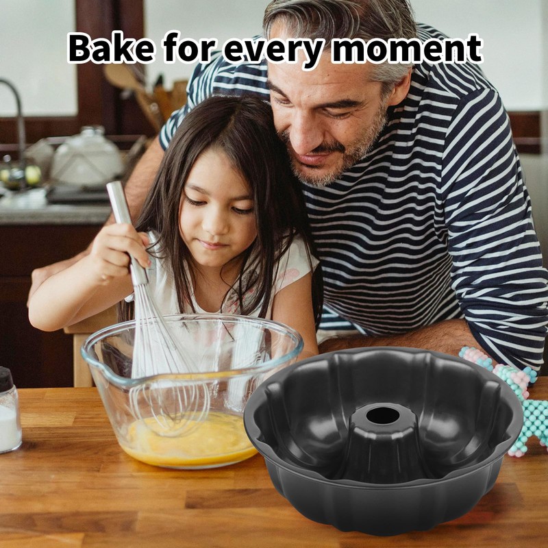 Novery 9.5" Non-stick Cake Pan, Heavy Duty Carbon Steel Fluted