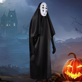 Augwindy Kaonashi Cosplay Costume, Halloween, Cosplay Costume, Includes 2 Masks, Gloves Included, Costume Set, School Festivals, Photography, Christmas, Halloween (Kaonashi, 51.2 inches (130 cm) (Kid