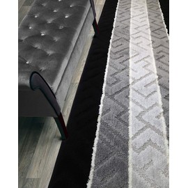 6 ft Non-Slip Black & Gray Carpet Runner Rug with Rubber Backing for Hallway Entryway Kitchen Bathroom, Custom Size (26" W x 6' L)