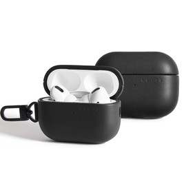 Mujjo Echelon AirPods Pro Full Grain Leather Case (1st & 2nd Gen) - Elegant Design Wireless Charging, Gold Rated Ecco Leather, Clip and Lanyard Attachment (Black)