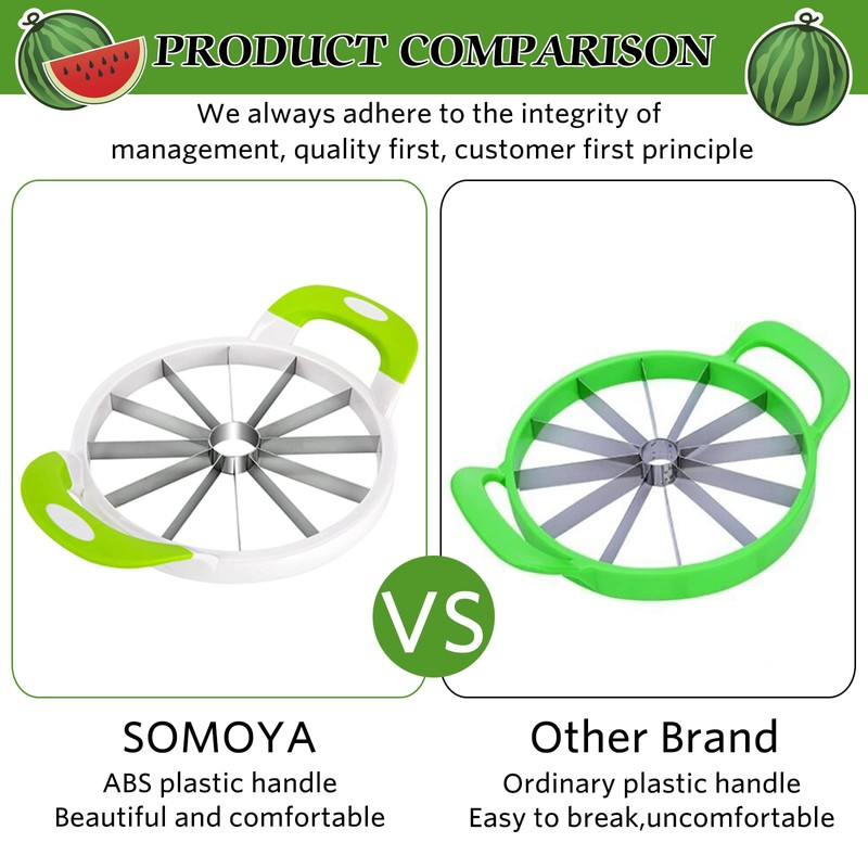 Extra Large Watermelon Slicer Cutter Comfort Silicone Handle Stainless Steel