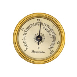 TVETE Cigar Hygrometer, Hygrometer, Hygrometer, Stylish, Mechanical, Round, Circular, Alloy, Humidity, 0%-100%, Analog, Wall Mounted, Gold Color, Indoor, Outdoor, Cigar Box, Cigar Humidor, Home Use,
