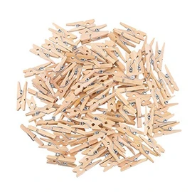 100 Pieces Mini Wooden Pegs Clips Photo Pins Coloured Craft, Natural
