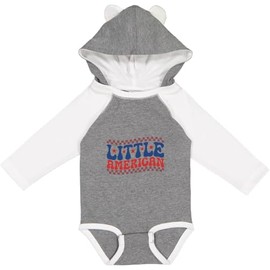 inktastic Little American Long Sleeve Creeper 12 Months Granite & White W Ears 45a77