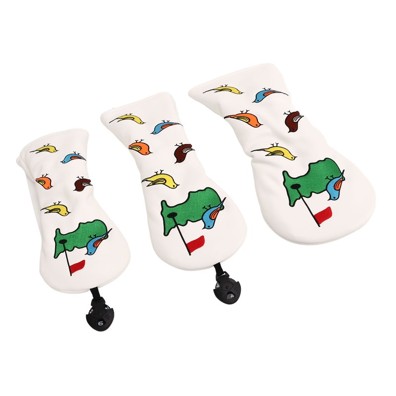 3PCS Golf Club Head Cover PU Waterproof Bird Pattern Golf