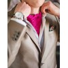 Barry.Wang Men Ascot Cravat Tie with Pocket Square Cufflinks Tie