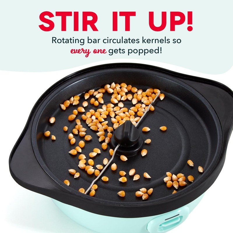 DASH SmartStore™ Deluxe Stirring Popcorn Maker, Hot Oil Electric Popcorn