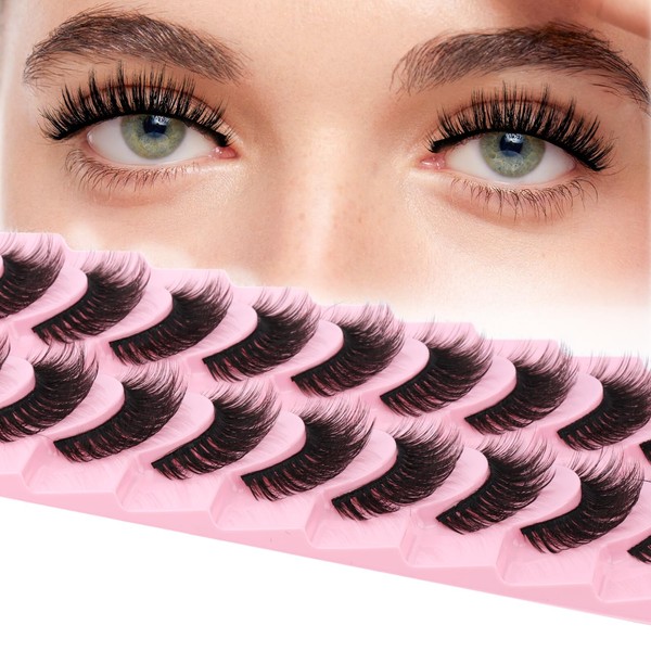FADLASH False Eyelashes 10 Pairs Faux Mink Lashes Wispy Fake