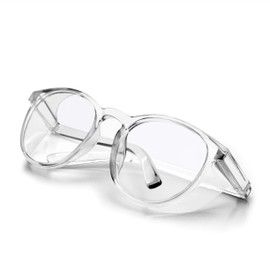 LeonDesigns Protective Glasses Anti-Fog Tactical Glasses with Side Shields Clear Safety Glasses with Anti-Scratch UV400 Protective Lens Safety Glasses Inner Glasses (Transparent White)