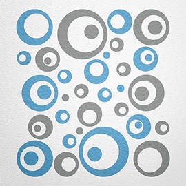 WANDfee® Wall Tattoo, Circles, Dots, 50 Stickers, Colour Choice For Children's Bedroom, Living Room, Hallway, Bathroom, Kitchen, Tile Stickers, grey