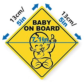 2pcs Baby On Board Sticker Sign and Decal for Cars Cute Baby in Car Warning Sticker Notice Board Removable Safety Window Car Sticker Strong Adhesive No Need Suction Cup or Magnet (Baby on Board)