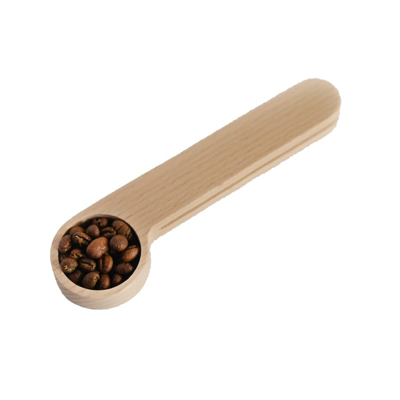 Lunae Coffee Clip Scoop, Solid Beech Wood, Bean Measuring Spoon,