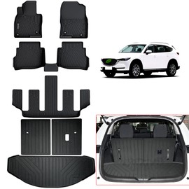 LJWAITO Floor Mats & Cargo Liners for 2016-2022 2023 Mazda CX-9 CX9 (6 Seats-2 Row Bucket Seat)-Only Fit Sport Version,TPE All Weather Protection Floor Liners with Trunk Mat & Backrest Mat